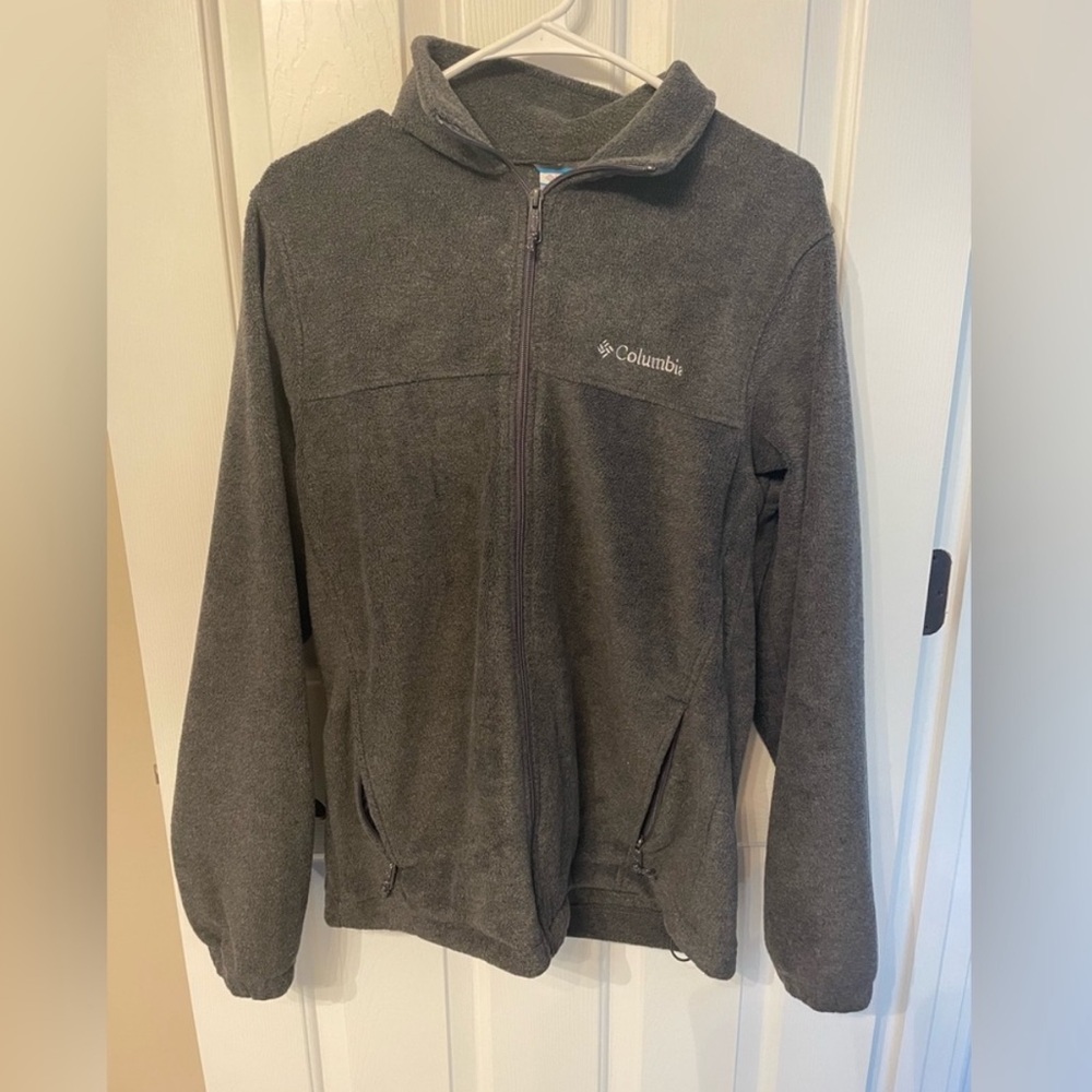 Columbia Gray Fleece Jacket full zip fleece mens size S